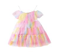 Tutu Danse Classique Fille Jupon Robe Enfant Fille De Toutes Saisons Robe Tie-Dye sans Manches À Volants - Tenue Fluide Et Colorée pour Danse, Carnaval Et Photos Studio
