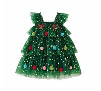Tutu Danse Classique Fille Jupon Robe Enfant Fille Robe À Manches Volantes Décorée Sapin - Tenue De Fête Hivernale pour Tout-Petits, Parfaite pour Réveillon Et Spectacles