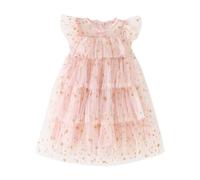 Tutu Danse Classique Fille Jupon Robe Enfant Fille Robe Manches Papillon Étoilée À Volants - Tenue Aérienne pour Danse, Carnaval Et Célébrations sous Les Étoiles