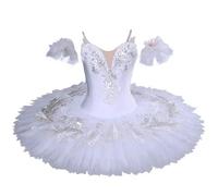 Tutu De Ballet Crêpe pour Fille, Le Lac des Cygnes, Enfant Adulte Jupe Bouffante pour Les Spectacles De Danse,Blanc,110
