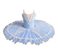 Tutu De Ballet Filles Robe De Ballerine Costume De Danse du Lac des Cygnes pour Enfants pour Compétition Et Fête,Bleu,130