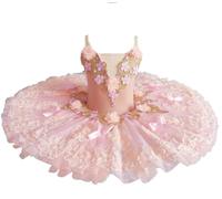 Tutu de Ballet pour Enfants Filles, Costume de Princesse Ballerine, Robe Tutu de Ballet élégante, Justaucorps avec Jupe,Pink 1,160