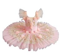 Tutu de Ballet pour Enfants Filles, Costume de Princesse Ballerine, Robe Tutu de Ballet élégante, Justaucorps avec Jupe,Pink 2,130