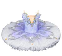 Tutu de Ballet pour Fille, Robe de Spectacle, Tutu crêpe de Ballet, Costume de compétition de Danse du Cygne,Violet,170