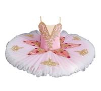 Tutu de Ballet Professionnel pour Fille, Costume du Lac des cygnes, Tutu crêpe, Robe de Danse de compétition, Robe de Ballet pour fête ou événement,Rose,110