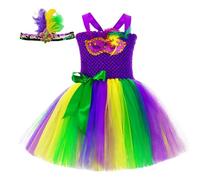 Tutu de carnaval pour filles - Robe d'été multicolore en tulle superposée pour filles - Robe de vacances d'anniversaire pour bal masqué, danse, fête d'anniversaire