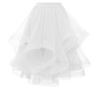 Tutu Femme Ballet Sexy Jupes Tulle Femme Princess Dance Dress Courte Jupon Carnaval Élastique Cocktail Rétro Années 80 Swing Adulte Fête Costume Blanc L