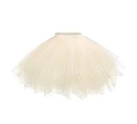 Tutu Femme Carnaval Chic Et Elegant Jupes Tulle Femme Princess Dance Dress Courte Jupon Ballet Vintage Cocktail Swing Rétro Années 80 Adulte Soirée Jupette Danse Costume Beige M
