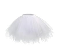 Tutu Femme Carnaval Sexy Jupes Tulle Femme Fête Courte Costume Ballet Chic Et Elegant Cocktail Swing Rétro Années 80 Adulte Soirée Jupette Danse Jupon Blanc L