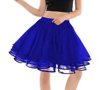 Tutu Femme - Jupes Tulle Femme Ballet Sexy Fête Courte Jupon Carnaval Vintage Cocktail Classique Swing Adulte Princess Dance Dress Costume Bleu Roi One Size