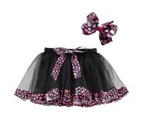 Tutu Jupe Fille Toutes Saisons Cœur Imprimé En Couches Tulle Maille Flou De Danse Princesse Fête Costume Avec Noeud Adapté Pour Enfants 2-8 Ans Idéal Pour Les Occasions Spéciales Et La Portée Quoti