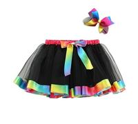 Tutu Jupe Fille Toutes Saisons Imprimé Dégradé Tulle Maille Flou De Danse Princesse Fête Costume Avec Noeud Adapté Pour Enfants 2-8 Ans Idéal Pour Les Occasions Spéciales Et La Portée Quotidienne D