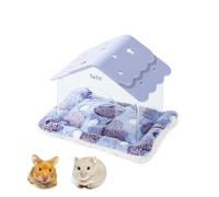 TUTU&LELE Cachette pour hamster, petite cachette et habitat, ciel étoilé, lit pour hamster avec coussin en peluche pour hamsters nains, souris, gerbilles, hamsters pour jouer, dormir et se reposer