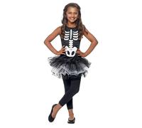 Smiffy's Déguisement enfant Tutu Squelette - Noir & blanc, imprimé Halloween - Taille 10/12 ans