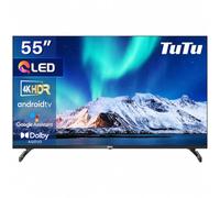 TuTu TUQ55UN1 Téléviseur 55 Pouces (139 cm), QLED Android Smart TV avec WiFi, Bluetooth, App Store, Chromecast, Triple Tuner (DVB-T/T2, DVB-C, DVB-S/S2), Molotov et Plus