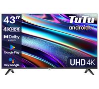 TuTu TUS43UQ1A Téléviseur 43 Pouces (108 cm), Android Smart TV avec WiFi, Bluetooth, App Store, Chromecast, Triple Tuner (DVB-T/T2, DVB-C, DVB-S/S2), Molotov et Plus