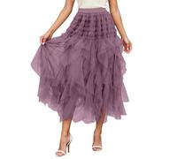 Tutu tutu classique élastique 3 couches en tulle taille haute élégante jupe en maille filet avec ourlet asymétrique en forme de péplum décontracté pour les occasions festives, lilas, taille unique