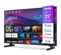 TuTu TUV25FQ1B Smart TV 25 Pouces (64 cm), Full HD sans Bord Connectée Télévision avec WiFi, App Store, AirPlay, Triple Tuner (DVB-T/T2, DVB-C, DVB-S/S2), Molotov et Plus