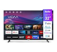 TuTu TUV32HQ1B Smart TV 32 Pouces (80 cm), sans Bord Connectée Télévision avec WiFi, App Store, AirPlay, Triple Tuner (DVB-T/T2, DVB-C, DVB-S/S2), Molotov et Plus