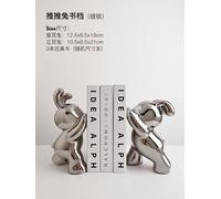 Tutui Lapin Meuble Tv Meuble De Chevet Bibliotheque Bureau Serre-Livres Ornement En Céramique Ornement Accompagné D'un Cadeau A La Main One Piece-Tuitui Rabbit Serre-Livres (Argenture + 3 Livres D'imi