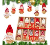 Tutukyle Decoration Noel Sapin Suspension 10 Pièces Décoration de Sapin de Noël Lutin Gnomes Suspension avec Pomme de Pin Décorations de Noël Sapin Suspension pour Décorations de Noël