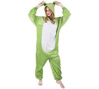 Tutukyle Pyjama en une pièce avec capuche - Costume unisexe de grenouille - Pour adultes - Déguisement pour Halloween, carnaval ou Cosplay - Vêtement en peluche - Ensemble pour hommes et femmes, vert
