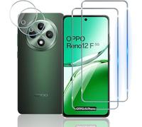 TUTUO Lot de 2 + 2 protections d'écran en verre trempé compatibles avec OPPO Reno 12F / 12 FS 5G + protecteur d'objectif d'appareil photo, [anti-rayures] [sans bulles] HD transparent dureté 9H