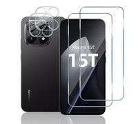 TUTUO Lot de 2 + 2 protections d'écran en verre trempé pour Xiaomi 15T / 15T Pro 5G + protection d'objectif d'appareil photo, [anti-rayures] [sans bulles] Film en verre trempé HD transparent dureté 9H