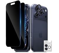 TUTUO pour iPhone 17 Pro Max Verre Trempé Anti Espion, 2 Pièces Privacy Protection Écran + 1 set Caméra Lens Frame Glass, Anti Rayures 9H Dureté Sans Bulles Anti Spy Vitre Protecteur
