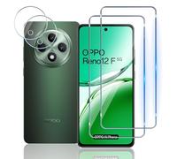 TUTUO Verre Trempé pour OPPO Reno 12 F 5G/Reno 12 FS, 2 Pièces Protecteurs d'écran + 2 Pièces Caméra Arrière Protecteur, 9H Dureté, Anti-Rayures Sans Bulles HD Film Vitre Protection écran