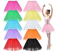 Tutus adultes - dix pièces, trois couches, pour femme, couleurs aisées, robe tutu, taille élastique, costumes de danse, costumes de course, tulle en polyester vif