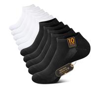 TUUHAW 10 Paires Chaussette Hommes 39-42 Femme de Sport Chaussettes Basses 39-42 Coton Soquette Noir Blanc