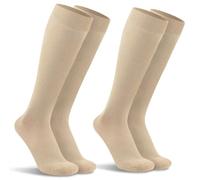 TUUHAW Chaussette de Contention Homme 43-46 Bas de Contention Homme Beige Chaussettes Montantes Homme Chaussettes Contention Voyage Avion, Running, Sport, Fitness, Infirmiere, 15-20 mmHg