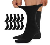 TUUHAW Chaussettes Homme 43-46 10 Paire Diabetiques Coton Socquettes Femme sans Elastique Diabétiques Noir Hiver Non Comprimantes Extra Large