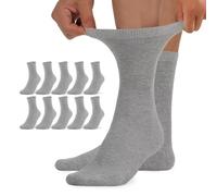 TUUHAW Chaussettes Homme 43-46 Diabetiques Coton 10 Paire Socquettes Femme sans Elastique Diabétiques Gris Hiver Non Comprimantes Extra Large