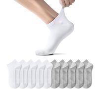 TUUHAW Chaussettes Homme Femme de 10 Paires Sport Coton Socquettes Respirant Courtes Chaussettes Blanc Gris 35-38