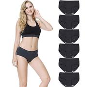 TUUHAW Culotte Femme Coton Taille Midi Confortable Slip Coton Lot de 6 Gris Foncé-3XL