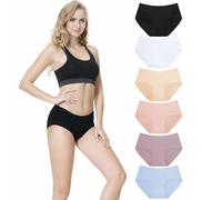 TUUHAW Culotte Femme Coton Taille Midi Confortable Slip Coton Lot de 6 Multicolore-3-L