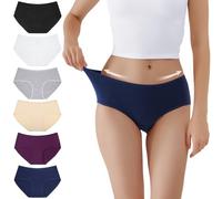 TUUHAW Culotte Femme Coton Taille Midi Confortable Slip Coton Lot de 6 Multicolore-4-M