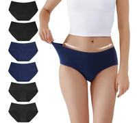 TUUHAW Culotte Femme Lot de 6 sous-vêtements pour en Coton Extensible Noir+Marine+Gris Foncé-XL