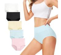 TUUHAW Culottes Femmes Lot de 5 Coton Taille Haute Slips Shorties Elasticité Ventre Plat Multicouleur-2 S