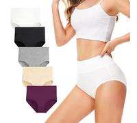 TUUHAW Culottes Femmes Lot de 5 Coton Taille Haute Slips Shorties Elasticité Ventre Plat Multicouleur-1 L