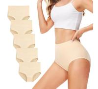 TUUHAW Culottes Femmes Lot de 5 Coton Taille Haute Slips Shorties Elasticité Ventre Plat Peau M