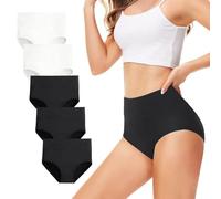 TUUHAW Culottes Femmes Lot de 5 Coton Taille Haute Slips Shorties Elasticité Ventre Plat (XL 3*Noir+2*Blanc)