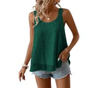 TUUHAW Debardeur Femme Tee Shirt Femme Grande Taille sans Manches Spaghetti d'Été Col Rond Floral Chemisier Chemise Bohème Fluide Débardeur Vintage Ample Travail Top Basique Camisole Vert Foncé 3XL