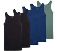 TUUHAW Débardeur Homme Lot de 5 Maillot de 100% Coton Maillot de Corps Bleu/Noir/Olive 4XL