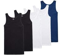 TUUHAW Débardeur Homme Lot de 5 Maillot de 100% Coton Maillot de Corps Noir/Blanc/Bleu XXL
