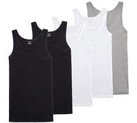TUUHAW Débardeur Homme Lot de 5 Maillot de 100% Coton Maillot de Corps Noir/Blanc/Gris 5XL