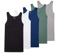 TUUHAW Débardeur Homme Lot de 5 Maillot de 100% Coton Maillot de Corps Noir/Blanc/Gris/Bleu/Olive XL