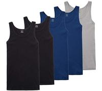 TUUHAW Débardeur Homme Lot de 5 Maillot de 100% Coton Maillot de Corps Noir/Bleu/Gris 4XL